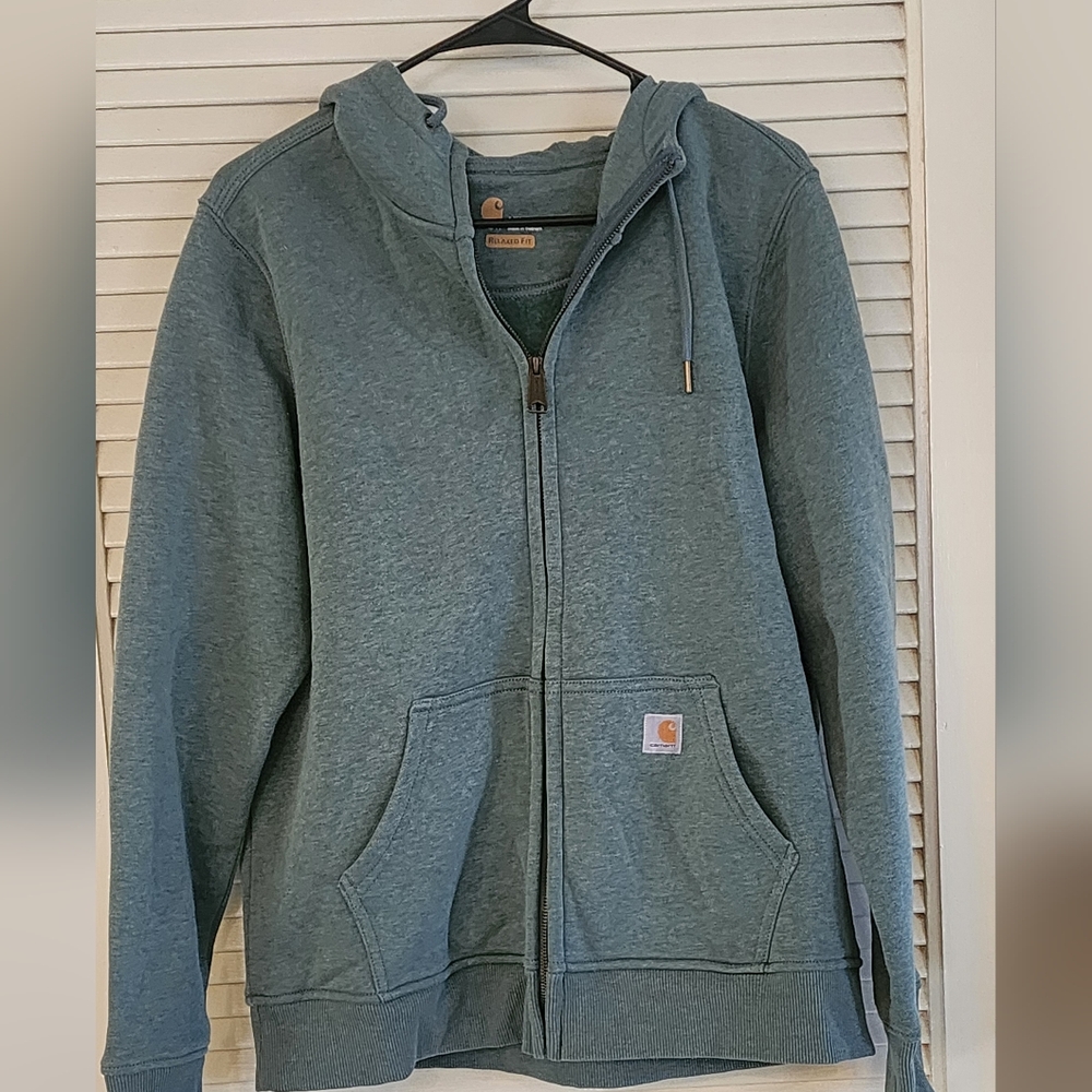 Carhartt Relaxed Fit Zip Up Hoodie Green Women’s L (12-14)